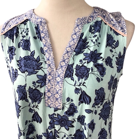 J Jill Floral Sleeveless Aqua Blue V Neck Dress Women’s Size Small Petite NEW - Picture 13 of 13